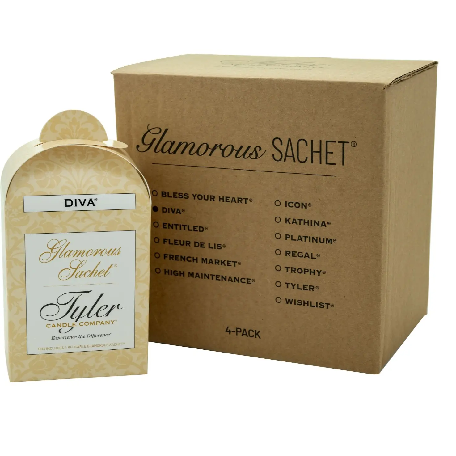 Tyler Candle Company Glamorous Sachet - Reusable Fragrance & Softener for 8 Loads of Laundry, Home & Personal Use, Versatile Sachet for Gym Bags & Lingerie Drawers
