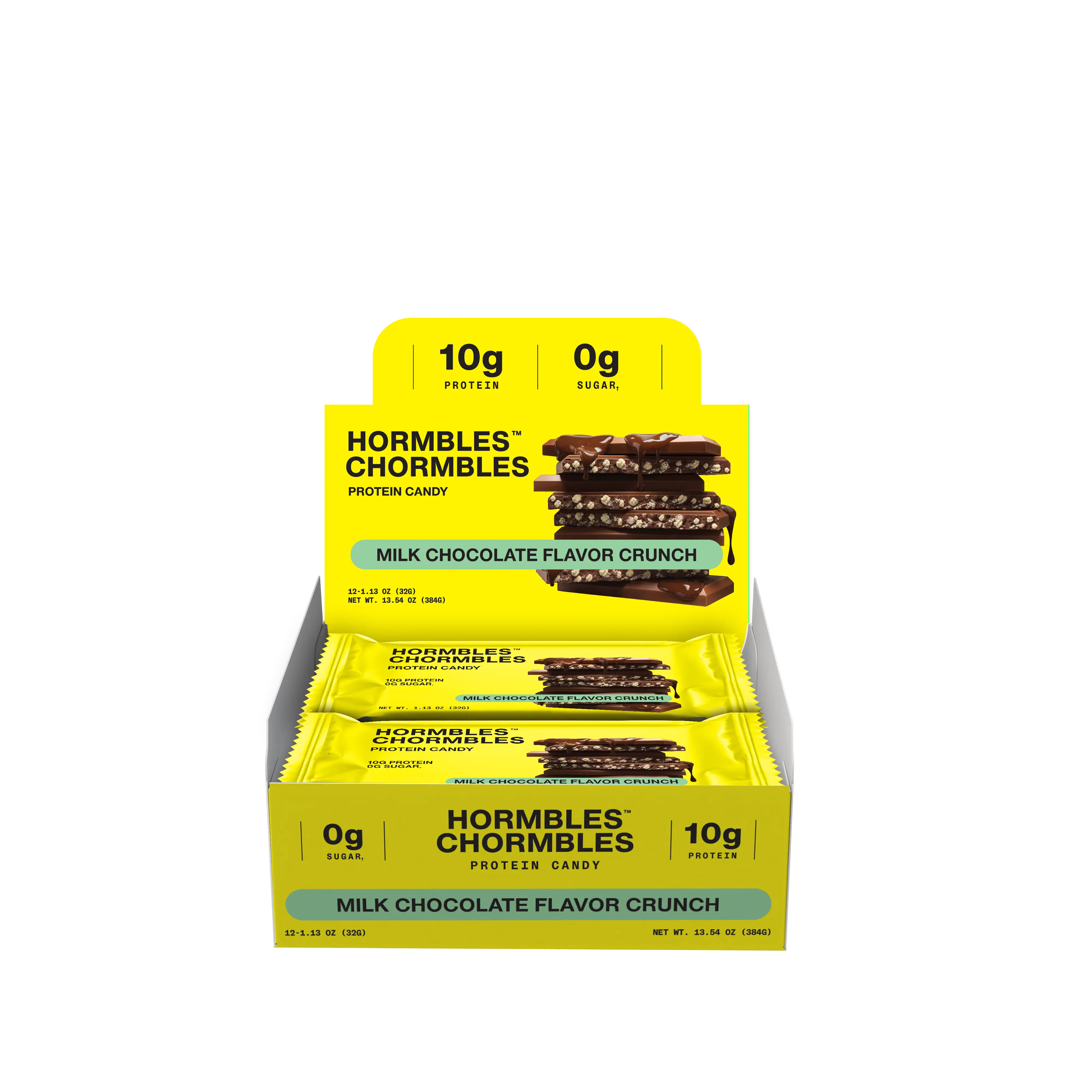 Hormbles Chormbles Protein Candy Bars - Milk Chocolate Crunch (10g Protein, 0g Sugar, Keto Friendly) - 12 Pack Box (1.13 oz Bars)