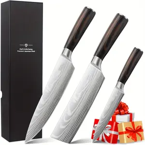 3pcs Knives From Japan Set, Japanese Chef Knife Set Professional Kitchen Knife Set, Ultra Sharp Cooking Knives Sets With Wood Handle For Home, Outdoor Camping BBQ, Gift Idea Men Steel