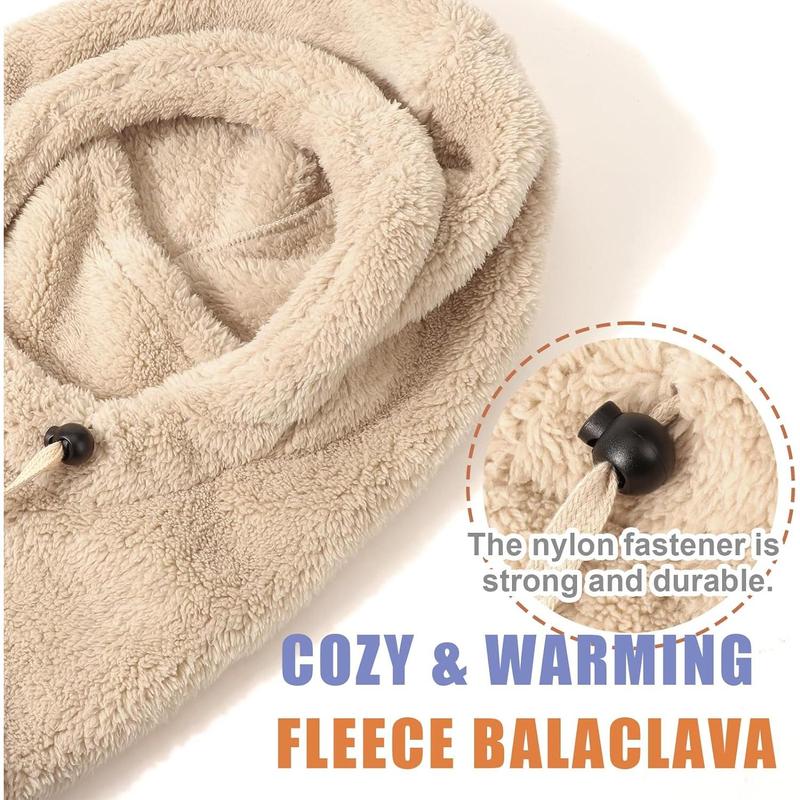 Unisex Insulated Windproof Ski Mask Winter Warm Hooded Scarf Fleece Balaclava Hat for Men Women One Size Fits Most Multi-functional Adjustable Drawstring