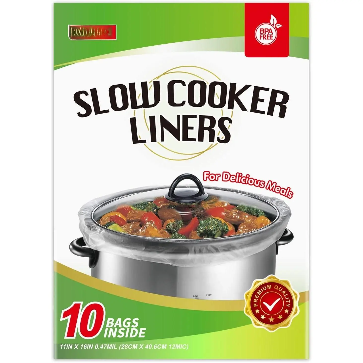 Disposable Slow Cooker Liners for Kitchen Appliances, Small 1QT-3QT Size, Fits Oval & Round Pots (10 Count)
