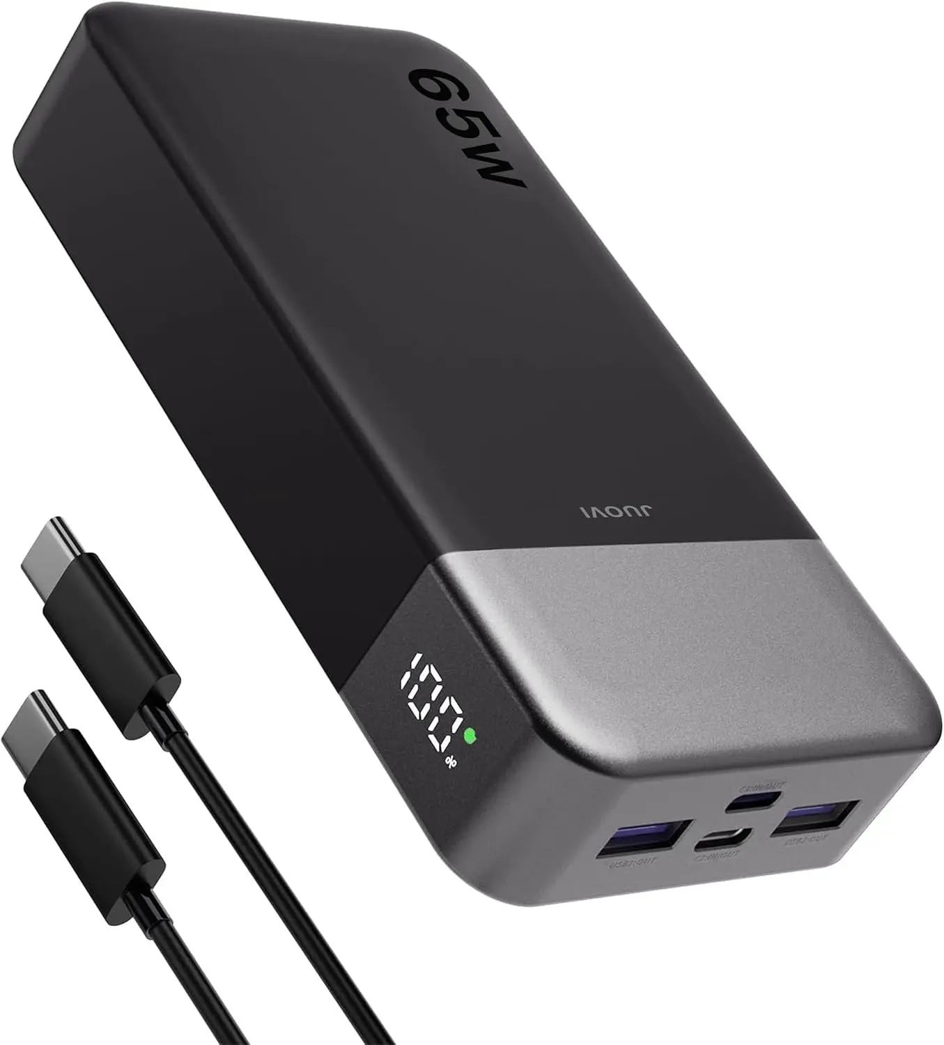 65W 20000mAh Portable Power Bank with Digital Display, Dual USB-C/USB-A Fast Charging, Bi-Directional Charging, Small Current Mode, High-Quality Cells, Travel-Friendly External Battery for Mobile Laptops/Tablets Smartphones, Usb-C Input