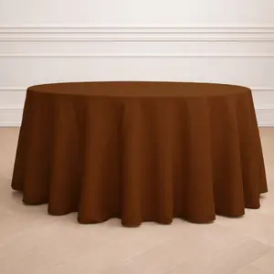 Polyester Round Tablecloth 120" Cinnamon Brown - Durable & Seamless Table Cover