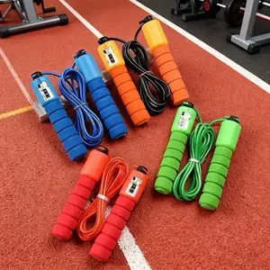 Pure fitness adjustable black skipping rope with counter, heavy line system and foam hand with a gasket for gym training, equipped with fitness equipment (counting)RAIMENTRY