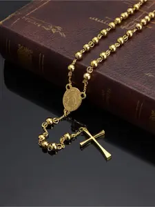 [Elegant Rosary] Stainless Steel Elegant Rosary Necklace | 304 Stainless Steel for Men and Women Rosary Cross Chain Beaded Necklace Tarnish Proof Jewelry
