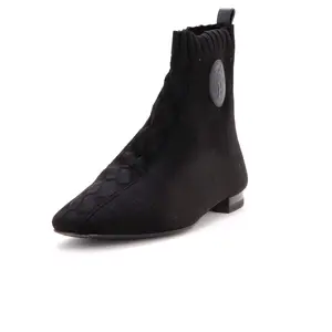 Pre-owned Hermes Women's Duo Ankle Boots Knit and Leather by Rebag