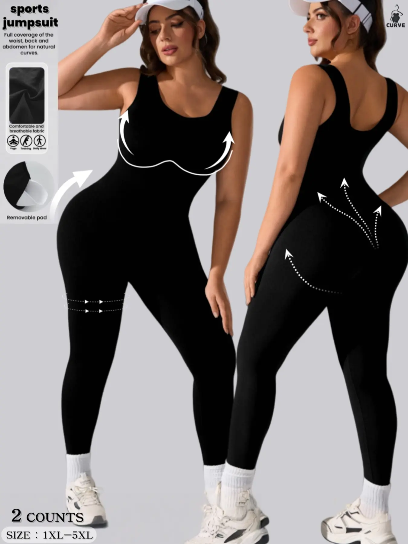 Women's Plus Size Shapewear Jumpsuit, Sleeveless Waist Cinching Pants, Elastic Slimming Body Shaper, Tummy Control Jumpsuit, Outdoor Yoga Gym Wear, Workout Jumpsuit, Sporty Jumpsuit, Sculpting Jumpsuit, Shaping Yoga Jumpsuit, All Seasons