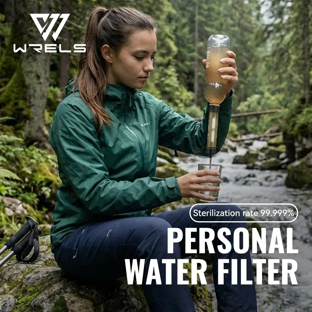 Compact Portable Water Purifier, Gravity Filter, Visualizable Cartridge, Ideal for Outdoor Drinking, Camping, Emergency Survival