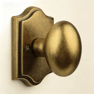 Vintage Oval Door Knob Non-Turning, Antique Brass Finish Dummy Door Handle, Zinc Alloy Interior Push/Pull Door Knob for Closet, Decorative Non-Locking Door Hardware, Dummy Door Knob for Privacy