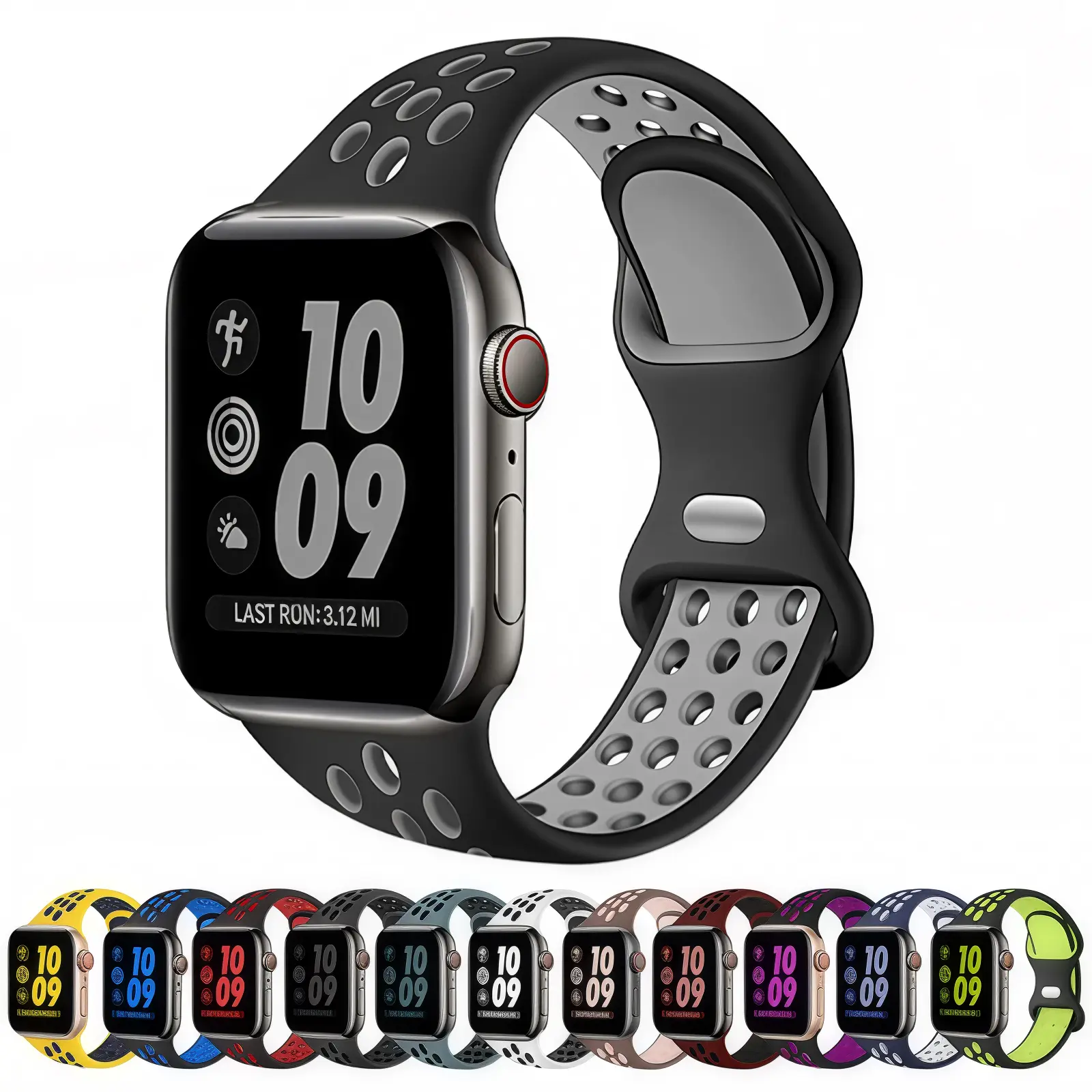 12-Pack Breathable Soft Silicone Smart Watch Strap - Durable, Skin-Friendly Wearable Accessories for 49mm/45mm/46mm/44mm/42mm/41mm/40mm/38mm iWatch Series 10/9/8/7/6/5/4/3/2/1/SE/Ultra