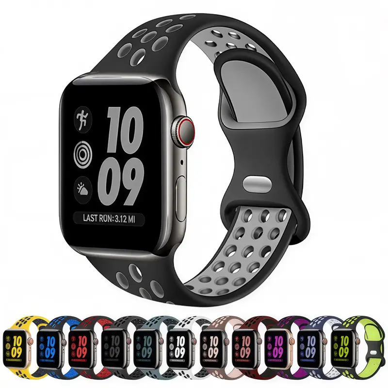 12-Pack Durable Adjustable Soft Breathable Silicone Smart Watch Straps - 12 Color Options, Skin-Friendly Accessories for 38/40/41/42mm(Series 10), 38mm, 44/45/46/49/42mm(Series 3 2 1), Series 7, 9/8/6/5/4/SE/Ultra iWatch for Daily Use