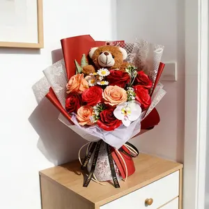 🌹 Mother's Day Gift Box | Romantic Teddy Bear Rose Bouquet | Premium Luxury Gift Packaging | Valentine's Birthday Goddess Day First Choice | Eternal Love Promise"