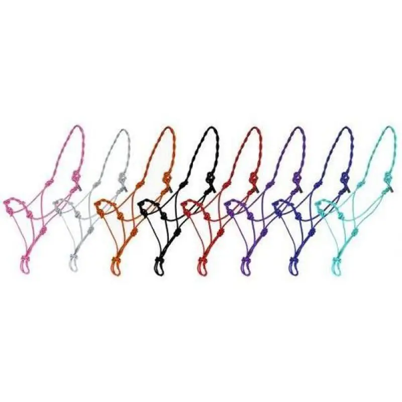 Equestrian Cowboy Twisted Rope Halter with Twisted Crown, Knotted Noseband Pressure Points, Tack for Horse Training and Better Control, Horse Size