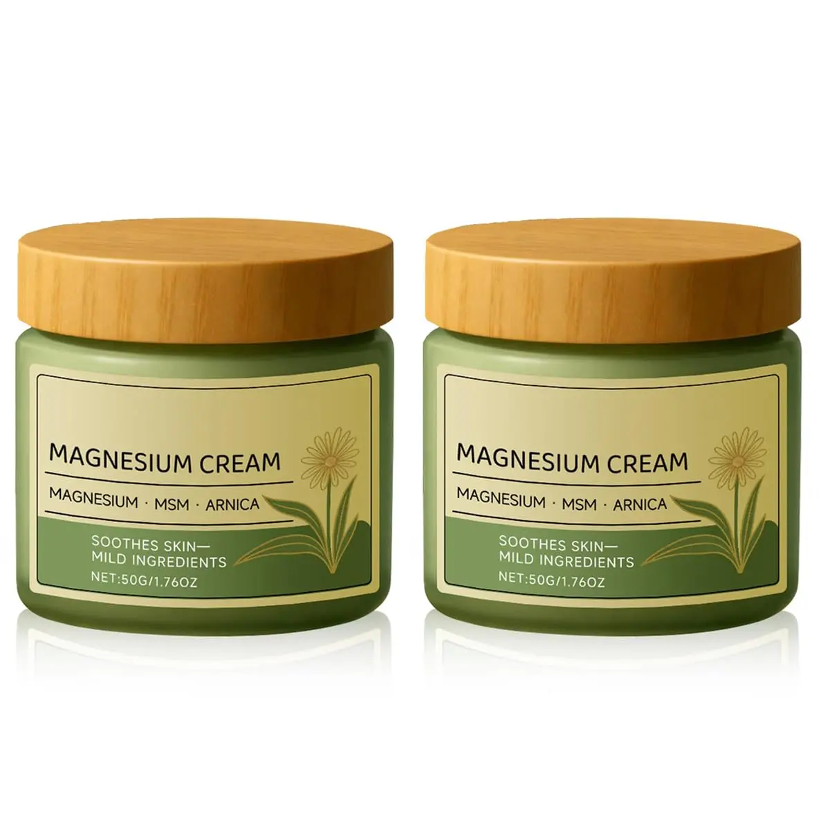 2Pcs Magnesium Cream with MSM & Arnica, Nerve Relief Magnesium Cream Mild Ingredients for Skin Soothing, Daily Body CareCream (50g/1.76oz)