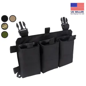 YAKEDA Triple Magazine Panel Tactical Placard Holder with Quick Release Mag Pouch Insert High-Quality Nylon Fabric Lightweight & Durable US Seller