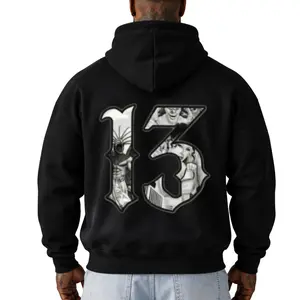 Men's Unisex 13 Chicano Style Graphic Hoodie - Oversized Loose Streetwear Top, Casual Fashion Basic Chicanos Clothing with Cholo Chicana Vibes  Menswear Shirt Outfits Polyester Print Sweatshirt Gamis Cotton Fabric