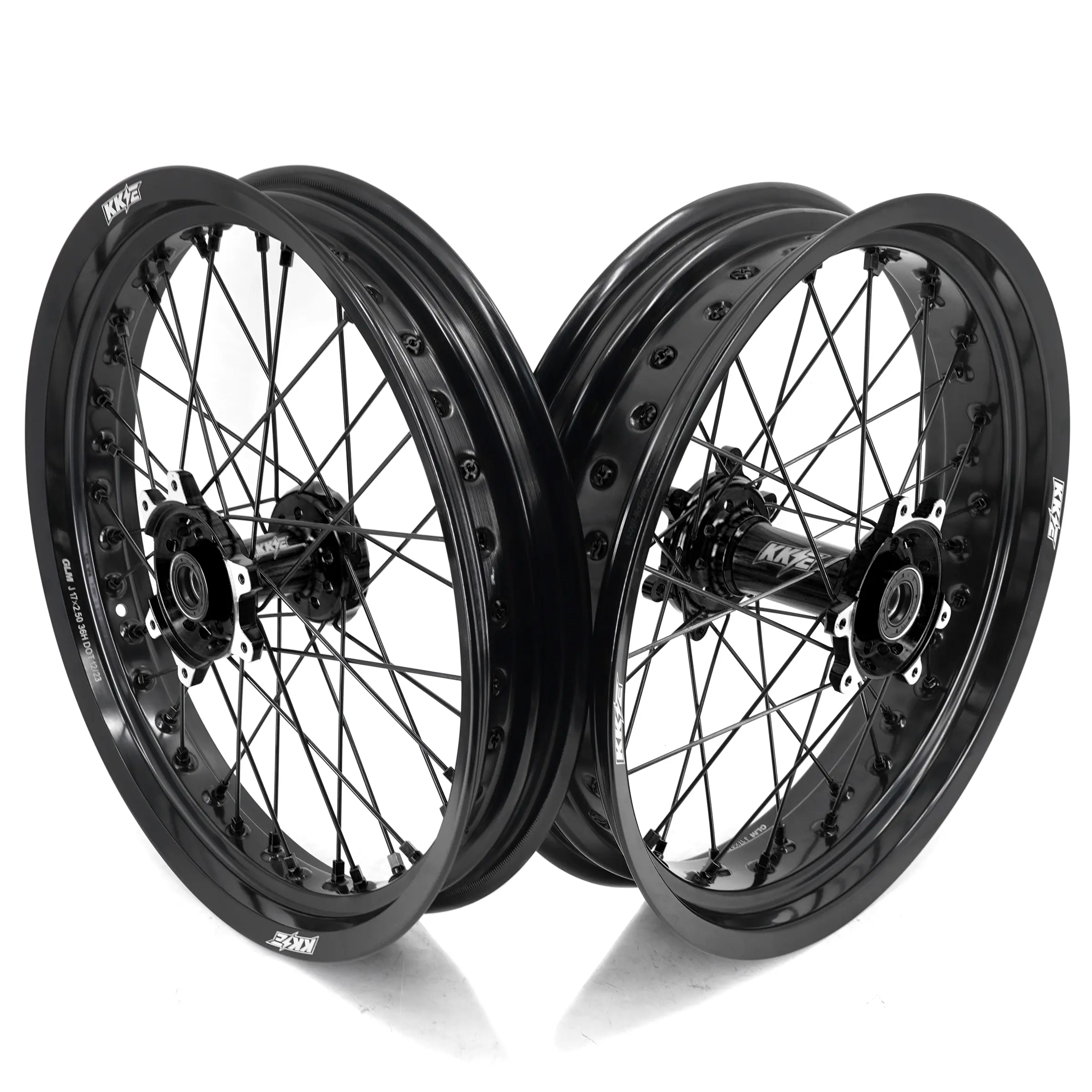 KKE 2.5*17 In. & 3.5*17" Rear Wheel Rims for SurRon Ultra Bee 2023-2025, Black 6082-T6 Aluminum CNC Anodized Hub, 7050-T6 Aluminum Gloss Rim, Gloss Finish, 12-Month Coverage, High-Quality Cycling Equipment, 12 Months, 2.5*17 Inch