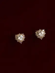 Pair of 925 Sterling Silver Zircon Heart Earrings, Sweet and Elegant Jewelry Accessories, Women's Fashionable Ear Studs