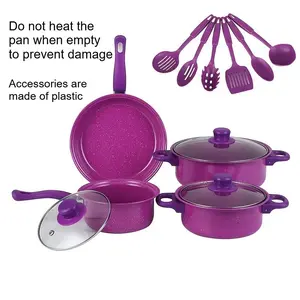 13-Piece non-stick cookware set, with high-quality non-stick coating, with multi-functional cookware for frying, cooking, boiling and stewing. Stacked design saves space and is easy to operate