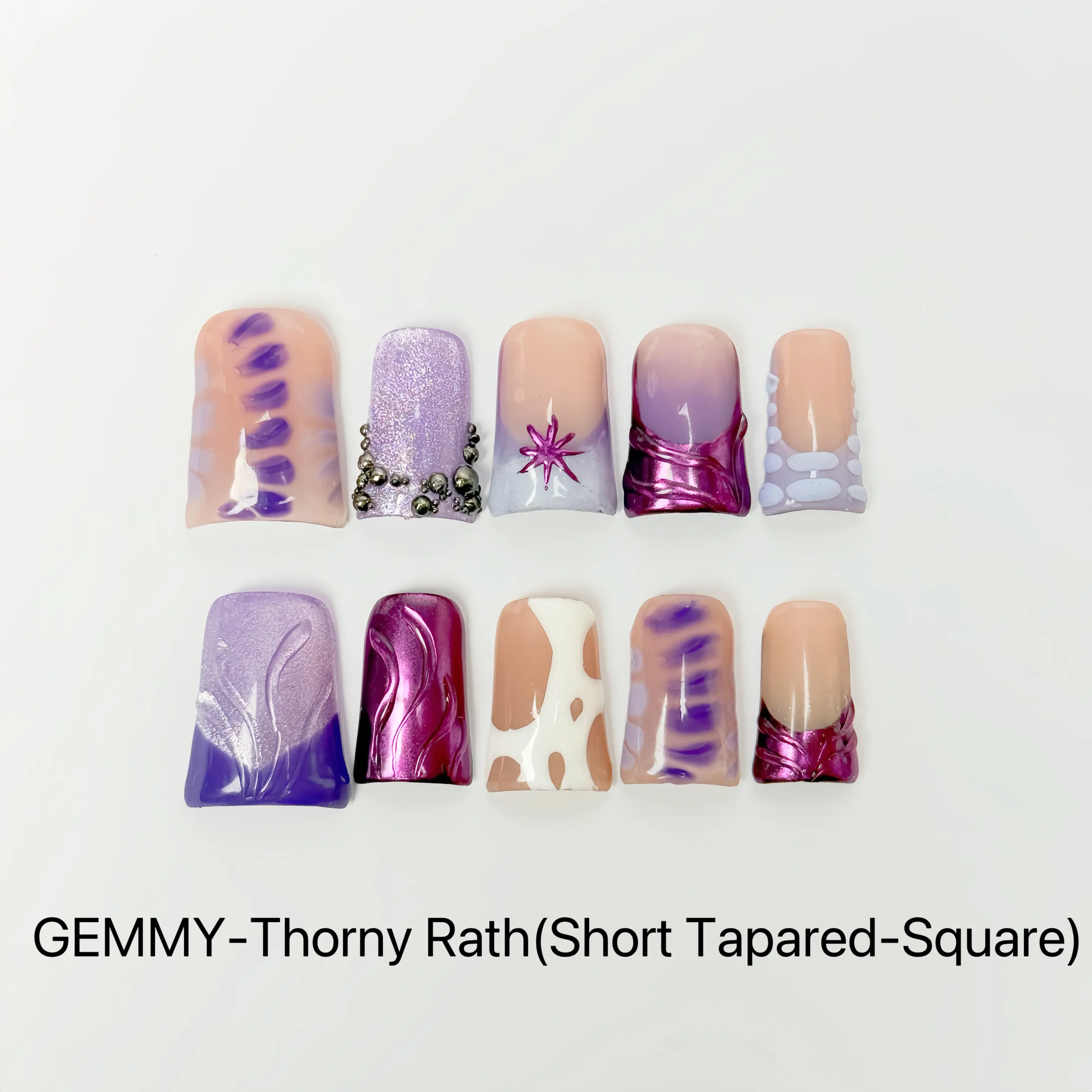 GEMMYNail Thorny Rath 100% Handcrafted 3D Press-On Nails | Reusable, Long-Lasting, Salon-Quality