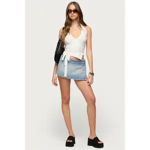 Roswin Wrap Denim Mini Skort