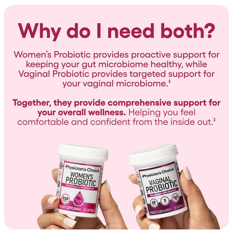 Physician's Choice Power Duo: Daily Digestion, Immune, Urinary Tract & Feminine Support for Women with Women's Probiotic + Vaginal Probiotic