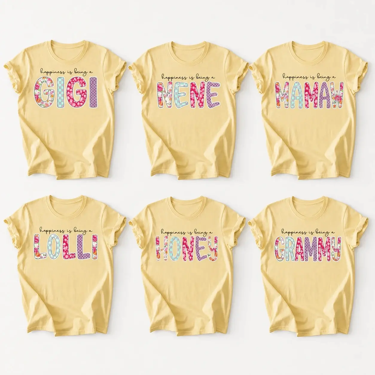 Custom Grandma Nickname Floral Shirt, Happiness Is Being Mamaw Grammy Honey Lolli Nene Gigi Tee, Mother's Day Gift - BABINO HOUSE