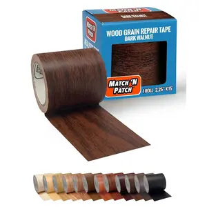 Wood Grain Repair Tape - Dark Walnut, 2.25 in x 15 ft (1-Pack) – Wood Grain Colored Duct Tape for Mirror Frame, Trim, Borders, Floor and Other Furniture, Scratch Repair Kit