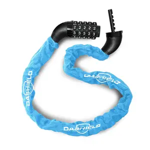 DaShield Bike Chain Lock Security 5 Digit Resettable Combination, 38.6 inches Heavy Duty Anti Theft Lock Chain for Bicycle, Motocycle, Scooter, Gate, Fence (SkyBlue, 3.2ft)