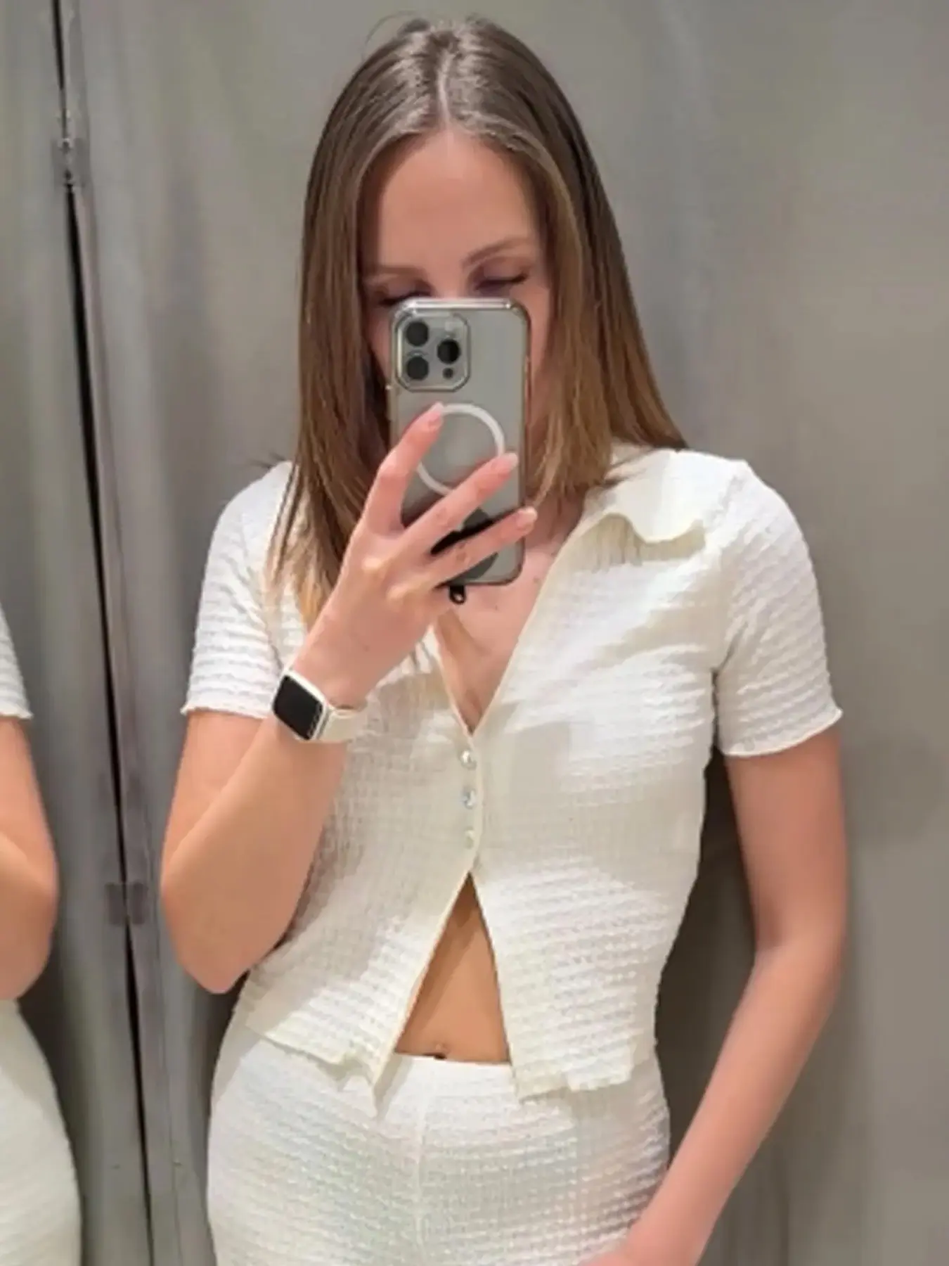 Casual Textured Crop Coat Women's Jacket Summer 2026 Beige Brown Outerwears Elegant Ruffled Button Front Short Sleeve Top Fashion Basic Office Commutes Jacket Women