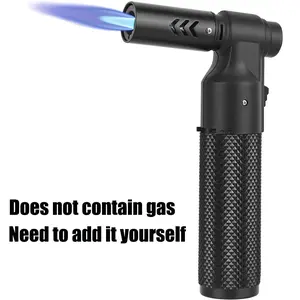 Outdoor Windproof Torch Lighter, Portable Jet Flame Lighter, Refillable Adjustable Torch Lighter for Camping Baking Soldering Cooking Welding BBQ(Without Butane Gas)