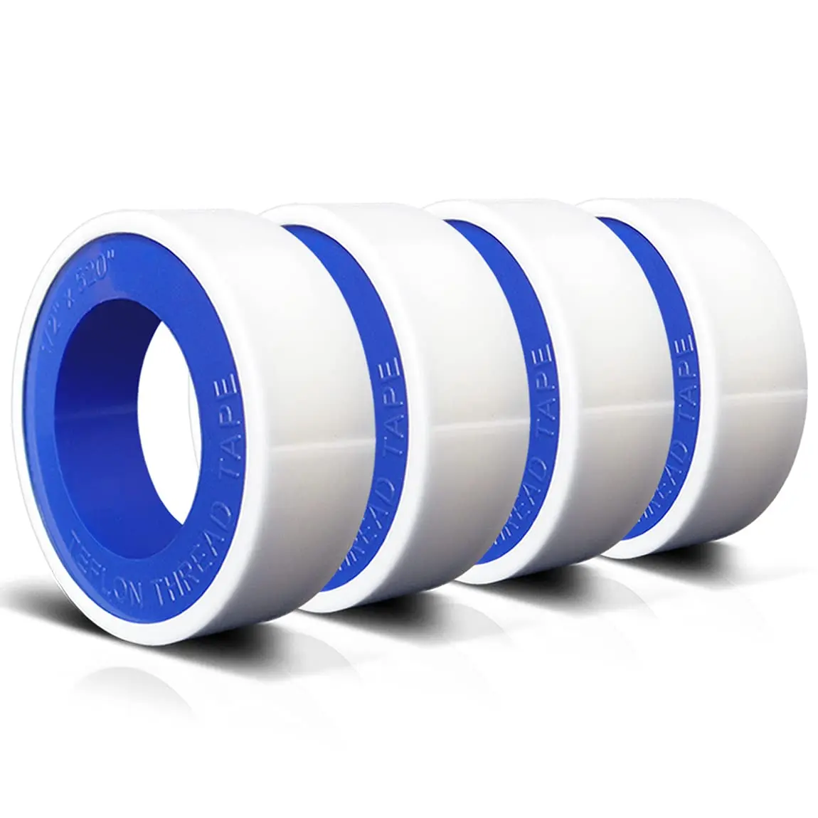 White PTFE Plumbers Tape (4 Rolls, 1/2" x 520"), Waterproof High Sealing Pipe Seals Tape for Shower, Office Plumbing Thread Sealant