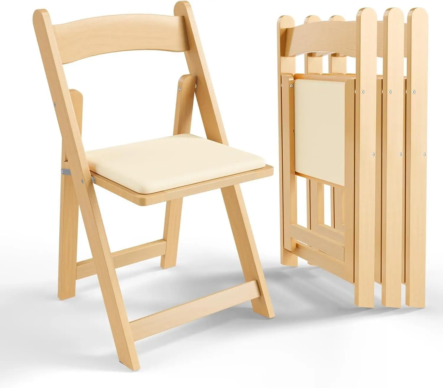 Karlhome 4-pack resin folding chairs with cushions, foldable plastic chairs, comfortable upholstered seats, washable. Ideal for indoor and outdoor events and parties.