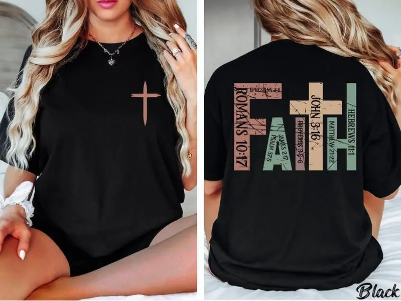 Men's Retro Fitted Seamless Short-Sleeve Christian T-Shirt - Round Neck Cotton Fabric Top, Bible Verse & Cross Graphics, Smooth Foldable Soft Casual Menswear for Prayer, Shortsleeve, All Season, Bible Texts, Tshirt