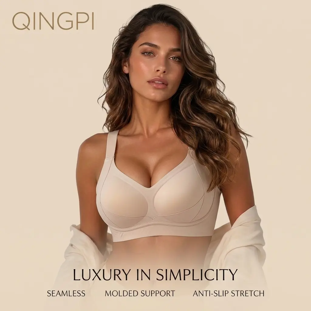 QINGPI 2PCS    bras   |    38 ddd  Molded Fixed Cups for Push-Up Support | U-Back Design | No Dig No Slip | M-3XL Menstrual Panties Lingerie Underwear jelly bras