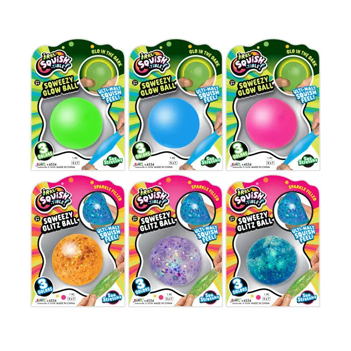 Ja Ru Squish Squeezable Glow Ball  with 6 Different Colors, Perfect for Kids and Adults