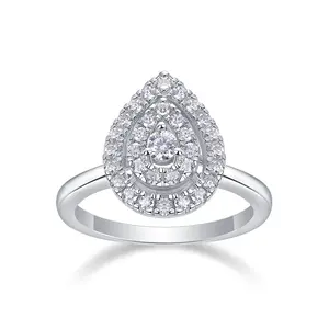 Radiant Teardrop Moissanite Ring – 925 Silver Elegance | Zariah Gold™