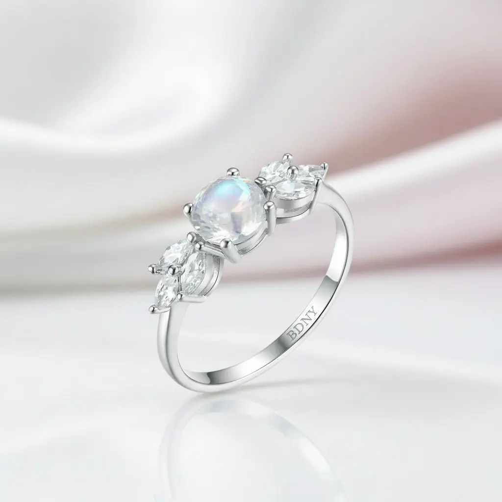 Rainbow Moonstone Promise Ring