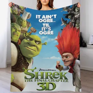 Shrek Anime Flannel Blanket - Super Soft & Durable Anti-Shrink Design | Machine Washable Cozy Throw for Anime Lovers, Family Movie Nights, Couch & Bed Decor