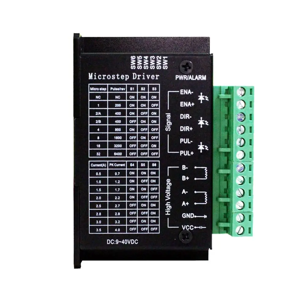 TB6600 Stepper Motor Driver - 4A, 9V-42V, 32 Subdivision, Metal & Plastic Cover, Aluminum Alloy Base, Auto Standby, 122g, 5.75x3.86x1.18in, -10℃ to 45℃, 0.5A-3.5A for Nema 17,23 Single Axis Hybrid MicroStepping CNC Controller (High Starting Speed), 5.75 X