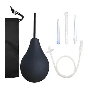 Enema Bulb Douche Enema Kit (4 Nozzles) for Men & Women with Black Storage Bag
