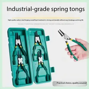 4-piece spring clip pliers set: spring clip pliers, inside/outside pointed-jaw pliers, bent-end spring  pliers set—auto repair tools snap rings