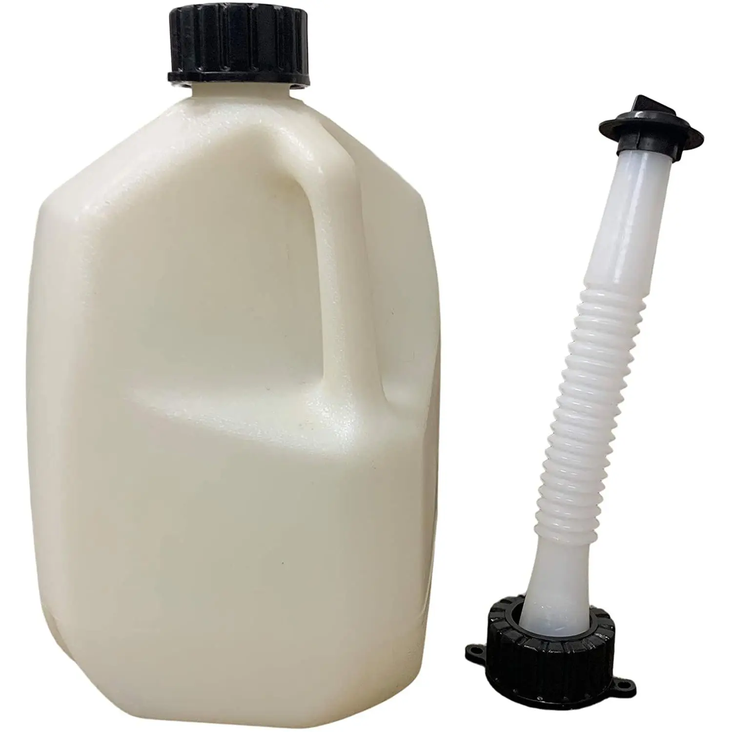 1-Gallon BPA-Free White Plastic Water & Utility Jug – Food-Grade Leak-Proof Container with Detachable Spout, Stopper Cap & Secure Cord – Multi-Purpose Jug for Drinking Water, Chemicals, Fuel, or Garden Use – Lightweight & Durable