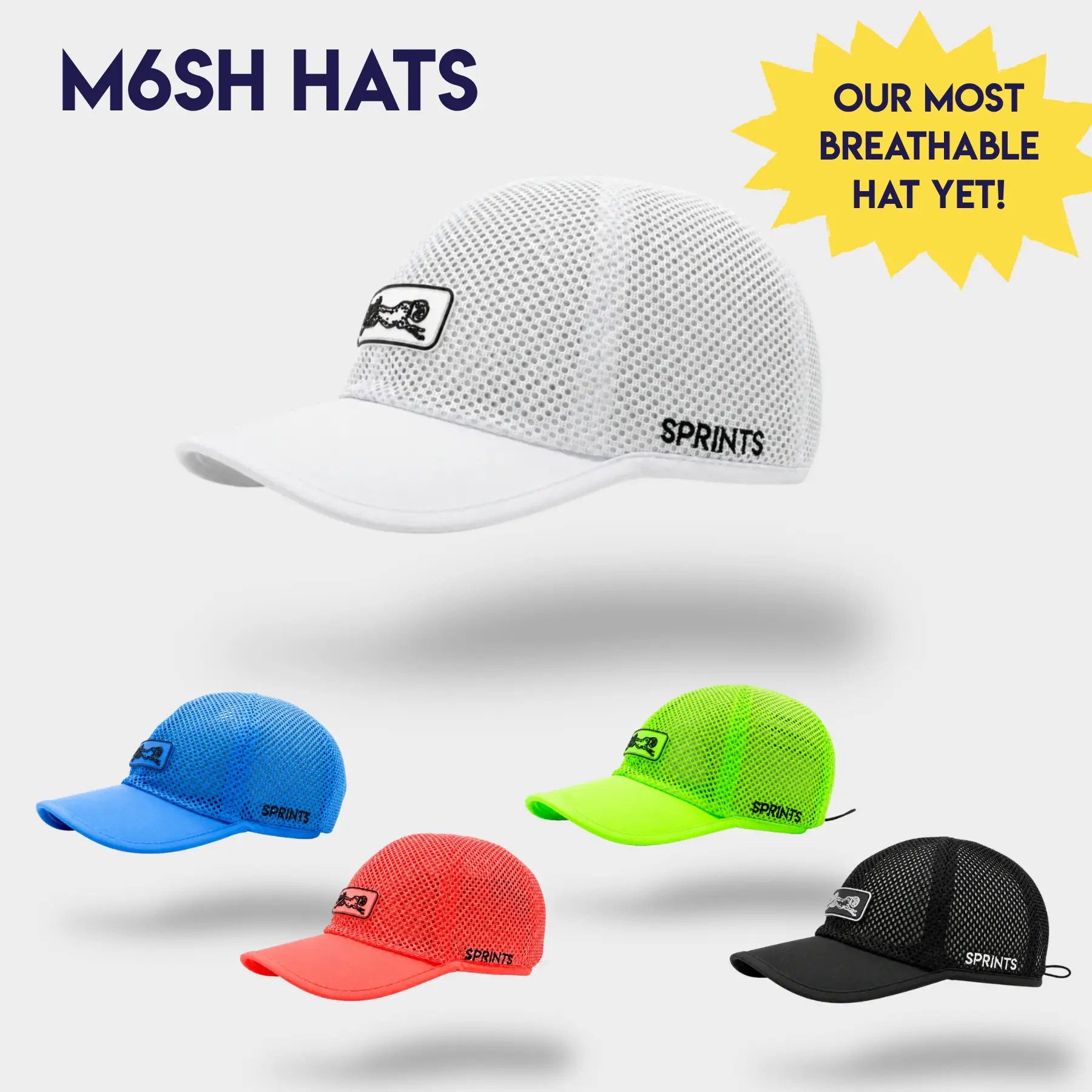 M6SH Mesh Fabric Athletic Hat - Solid Colors Headgear for Outdoor Running Sports, Athletic Hats