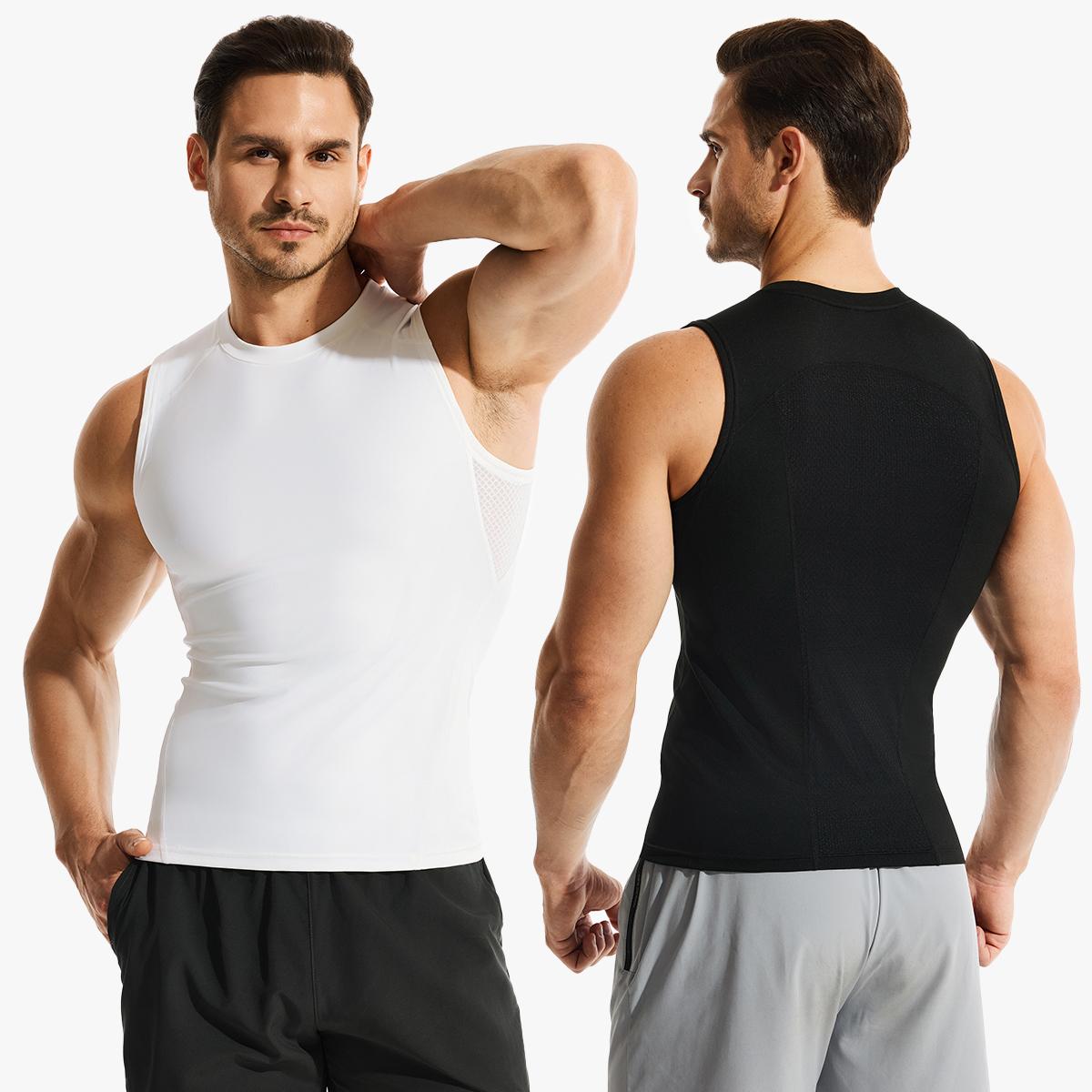 Nebility Men’s Compression Tank Top – Slim Fit Muscle Shaping Gym Shirt, Breathable & Sweat-Wicking Sleeveless Workout Vest for Training, Running & Fitness