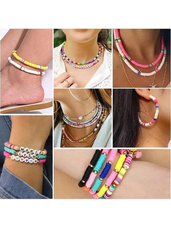 13000pcs/10600pcs/8800pcs/6000pcs/5100pcs/3500pcs/2400pcs/2000pcs Clay Bead Bracelet Making Kit For Beginners, College Friendship Letter Beads Kit, Includes Pendants And Elastic Cord, DIY Alphabet Beads Bracelet Kit, Party Gift