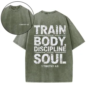 Train Your Body Discipline Your Soul Christian Washed T-Shirt