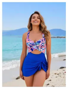 Swim Dress for Women Tummy Control - Sexy Criss Cross Back Bathing Suit, Modest Swimwear for Beach, Pool, Vacation - Adjustable Tie, Flattering Fit