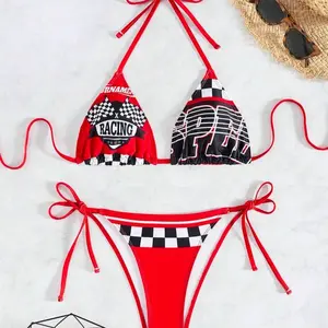 Two piece racer bathing suit