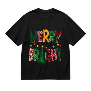 Funny Christmas Pattern T-Shirt, Santa Hat Design Crew Neck T-Shirt, Christmas Elements Tee, Christmas Santa T-Shirt, Vacation Outfit, Unisex Short-Sleeve Tee, Party Shirt